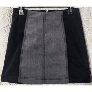 Free People Womens Denim Mini Skirt Size 6 Black Gray Colorblock Whimsigoth‎ Fem